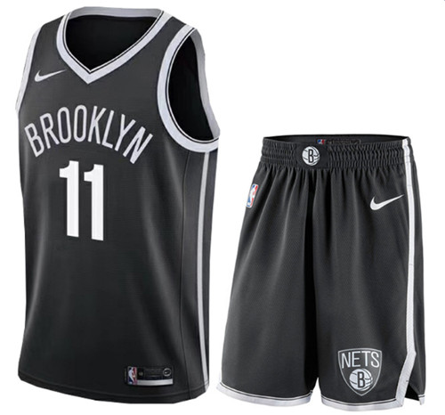 Men's Brooklyn Nets #11 Kyrie Irving Black NBA 2019 Stitched Jersey(With Shorts)